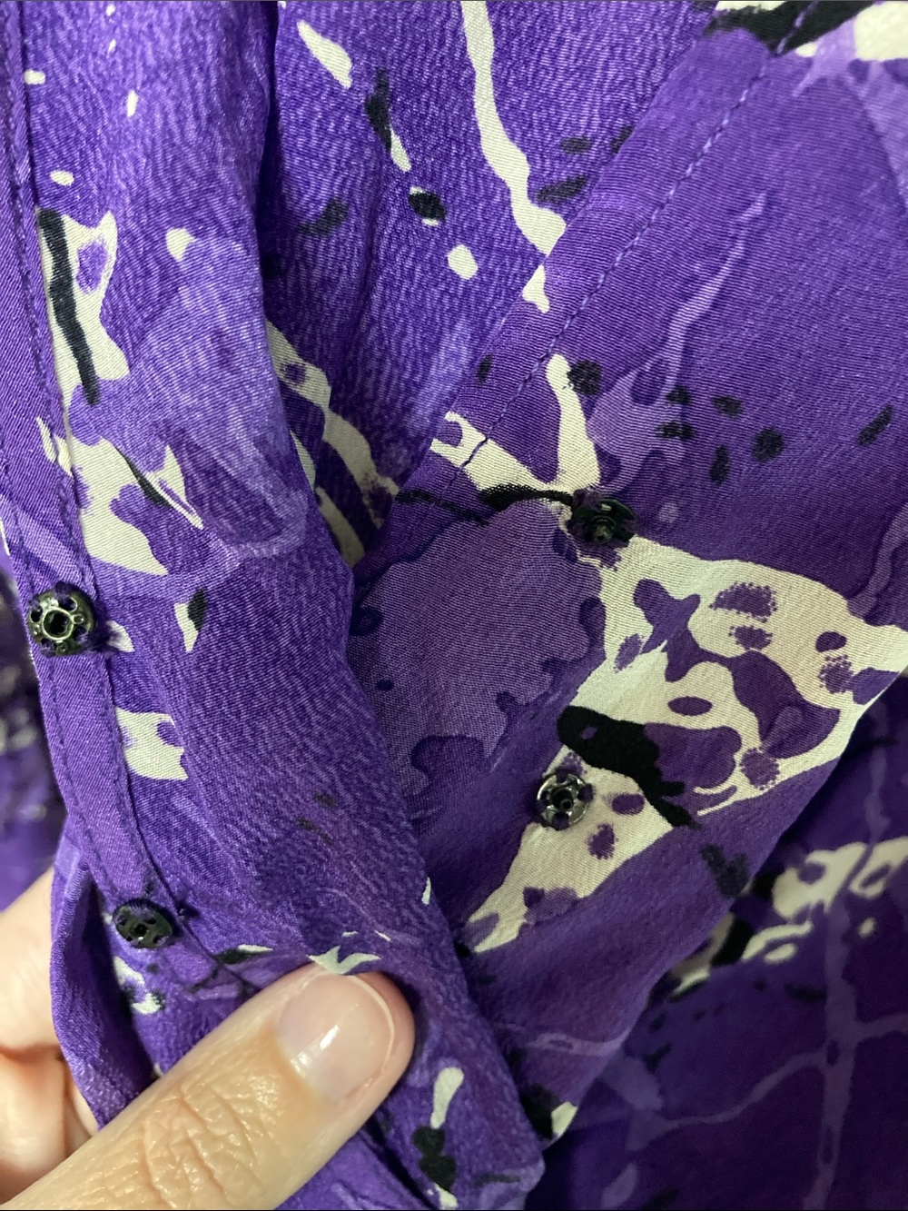 Petticoat Alley Purple and White Printed Blouse - Picture 5 of 5